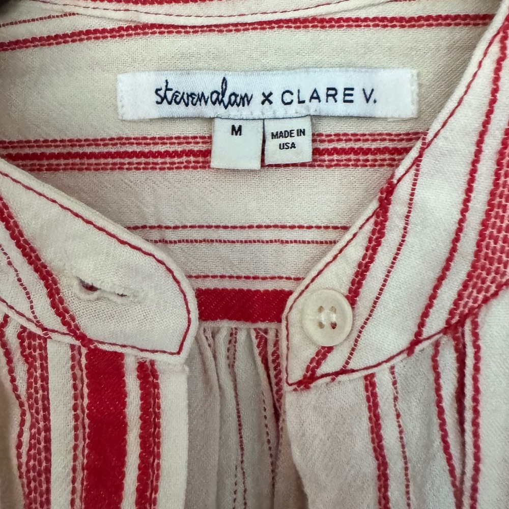 ❤️ STEVEN ALAN x CLARE V. WOMEN'S COTTON STRIPED LOOSE FIT SHIRT BOHEMIAN - Picture 3 of 6
